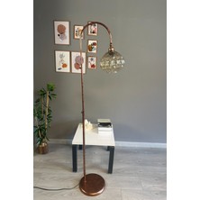 Modern Bej Cam Bal Rengi Patina Gövde Lambader, Oturma Odası Şıklığı Için Ideal