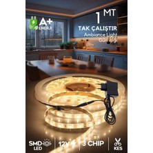 Sarı Şerit LED 1m 3 Çipli Pro Ambiyans Aydınlatma, Mutfak, Salon, Yatak Odası Için