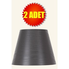 Antrasit Kumaş 2'li Konik Lambader Şapkası, Çap 35 Cm, Şık ve Modern Tasarım