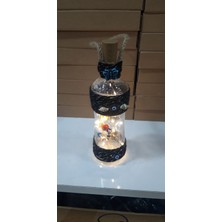 Renkli Hasır Ip Desenli Bahçe Balkon Dekoratif Fanus Işıldak Ledli