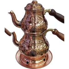 El Dövmesi Bakır Çaydanlık Takımı, Kırmızı Renkli, Şık ve Zarif Tasarım