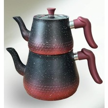 Kırmızı Granit Çaydanlık ve Bakalit Kulp, Şık ve Dayanıklı Tasarım