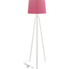 Fuşya ve Beyaz Renkli 3 Ayaklı Tripod Abajur Şık ve Modern Aydınlatma Seçeneği