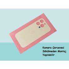 Tkgz - iPhone 14 Pro Max Arka Pil Batarya Kapağı - Cam Kapak Geniş Lens Deliği - Gold