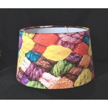 Renkli Halat Örgü Lambader Başlığı, 40 cm Çap, Şık ve Modern Tasarım