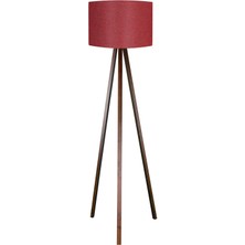 Şık Üç Ayaklı Yuvarlak Kumaş Lambader, Kahverengi ve Bordo Detaylı Tasarım