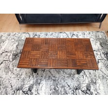 Orta Sehpa Ceviz Renk Ahşap Sehpa Metal Ayak 120 x 60 cm
