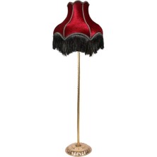 Şık Vintage Lambader, Kumaş Kaplama, Altın Renk Metal Ayak, Modern Tasarım