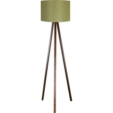 Yeşil Yuvarlak Kumaş Tripod Ayaklı Abajur, Şık ve Modern Tasarım