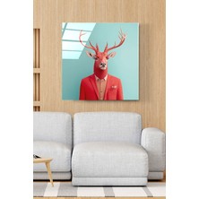 Geyik Portre Cam Tablo, Dekoratif Cam Tablo