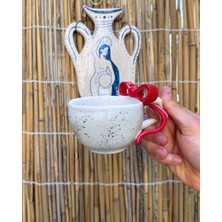 Arche Ceramic El Yapmı Seramik Kupa - Kurdele - Kırmızı - Tekli