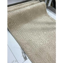 Nesrin Jel Kaymaz Taban Kesme Halı Yolluk Gold Zikzaklı  Makinede Yıkanabilir
