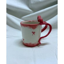 Arche Ceramic El Yapımı Seramik Kupa - Kurdele - Pembe - Tekli