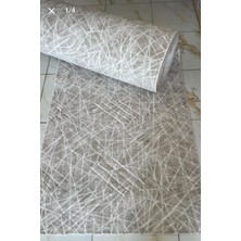 Nesrin Jel Kaymaz Taban Kesme Halı Yolluk Beyaz Çizgili  Makinede Yıkanabilir