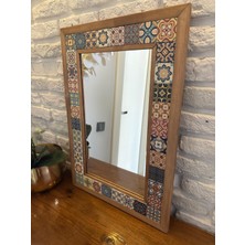 Masif Çerçeveli Mozaik Taş (Doğal-Mermer) Ayna  43X63 Ayn 02