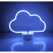 Beyaz Neon Işıklı Bulut Masa Lambası USB Pil ile Şık ve Parlak Dekorasyon