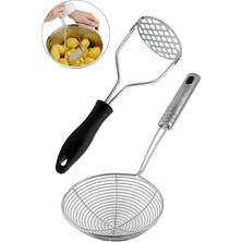 Paslanmaz Çelik Patates Ezici ve Süzgeç, Çok Amaçlı Mutfak Aleti