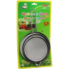 3'lü Set Metal Tel Süzgeçler 16-20CM Saplı, Dayanıklı ve Kullanışlı