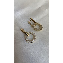 Küpe Suyolu Şeklinde Taşı Halka Şeklinde 14 K Renk Sık  2,5 cm Yüksekliğinde