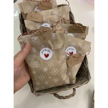 Dekals 25 Adet Kar Desenli Kese Kağıdı Hediye Paketi 11X20 Yılbaşı Noel Temalı Hediye Ambalaj