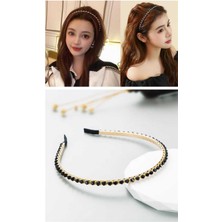 1 Adet Trend Kadın Taç Taşlı Taç Kadın Gold Metal Taç Boncuk Taç