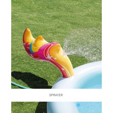 intex Unicorn Fıskiyeli Şişme Çocuk Havuzu | 127X102X69 cm Gölgelikli Deniz Botu | Deniz Yatağı