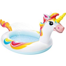 intex Unicorn Fıskiyeli Şişme Çocuk Havuzu | 127X102X69 cm Gölgelikli Deniz Botu | Deniz Yatağı
