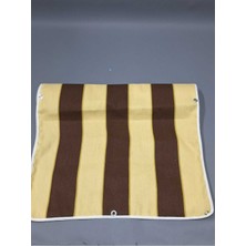 67X100 cm Kahve Krem Çizgili Kumaş Balkon Brandası, Kenar Biye Dikişi