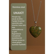 Unakit Taşı Kalp Kolye – Doğal Taşlı Çelik Zincir