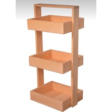 Çok Amaçlı Ahşap Sepet Banyo Organizer Mutfak Düzenleyici Çiçeklik Naturel Çam