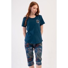Pamuklu Kadın Büyük Beden Kısa Kol Kaprili Pijama Takım
, 409227