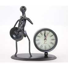 Metal Müzisyen Saat – 15 x 12 cm | Dekoratif Masaüstü Saat ve Biblo Model 1