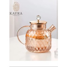 Şık Kabartmalı Borosilikat Cam Demlik 1000ML, Şeffaf ve Dayanıklı Tasarım