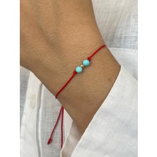 Aida Jewelss 14 Ayar Altın Dorika Detaylı Natural Firuze Taşlı Zarif Altın Bileklik