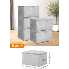 About The Perfect 5'li Mini Gri Benekli Baskılı Hurç, 30X22X18 Cm, Şık ve Kullanışlı Set