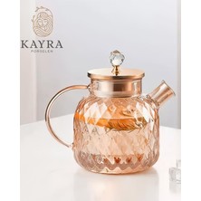 Renkli Kabartmalı Borosilikat Cam Demlik 1000ML, Şık ve Dayanıklı Tasarım
