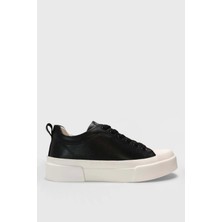 Lufian Mıa Unisex Sneaker Ayakkabı Siyah Gerçek Deri Düz Taban Bağcıklı Tasarım 121230038