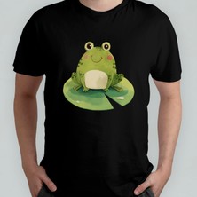 Pixxa Sevimli Kurbağa Unisex %100 Pamuklu Bisiklet Yaka T-Shirt Model 1