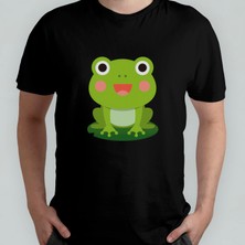 Pixxa Sevimli Kurbağa Unisex %100 Pamuklu Bisiklet Yaka T-Shirt Model 4