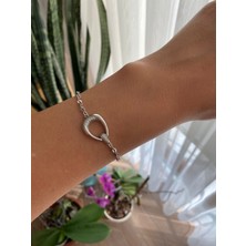 Xuping Ortası Oval Zirkon Taşlı Ince Silver Bileklik