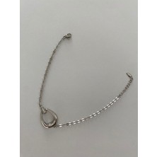 Xuping Ortası Oval Zirkon Taşlı Ince Silver Bileklik