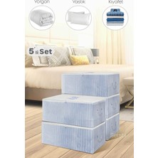 About The Perfect 5'li Mavi Çizgili Mini Baskı Hurç, 30X22X18 Cm, Şık ve Kullanışlı Set