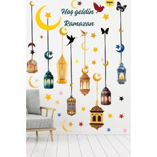 Ramazan Kandilleri Model-3 Şamdan Fener Sarkıt Hoşgeldin Ramazan Sticker Hilal ve Yıldız Figürlü
