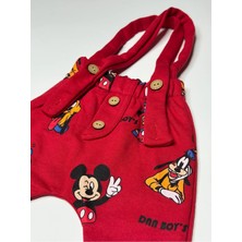 Erkek Bebek Mickey Baskılı 2li Salopet Takım