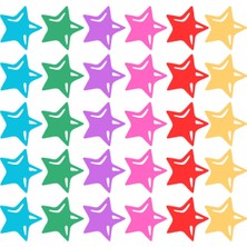 36 Adet Küçük Boy Karışık Yıldız Etiketleri (6 Farklı Renk)  Yuvarlak Köşeli Yıldız Etiketi Sticker