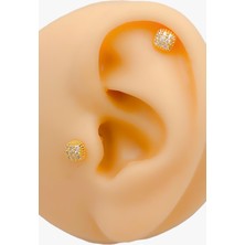 Cerrahi Çelik Piercing Zirkon Taşlı Baget Kıkırdak Helix Tragus Piercing (1ADET)