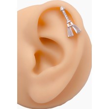Trinos Cerrrahi Çelik Zirkon Taşlı Eyfel Tragus Helix Piercing (1ADET)