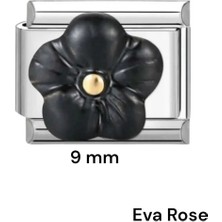 Italyan Charm Bileklik 9 mm Uyumlu Siyah Çicek Charm Eki