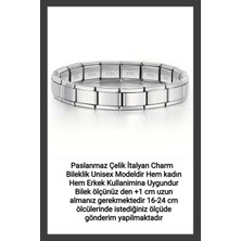 Yazısız Model Paslanmaz Çelik Italyan Charm Bileklik Nomi Bileklik Çelik Esnek Bileklik 16-24 cm 9mm