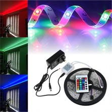 5 Metre Renkli Rgb LED Şerit Seti, Iç/dış Mekan Silikon Kaplı, Tak ve Kullan